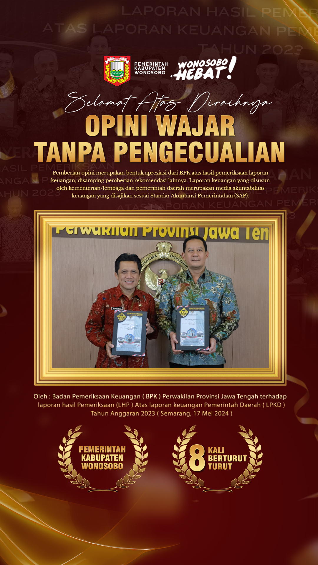 Wonosobo raih WTP Lagi